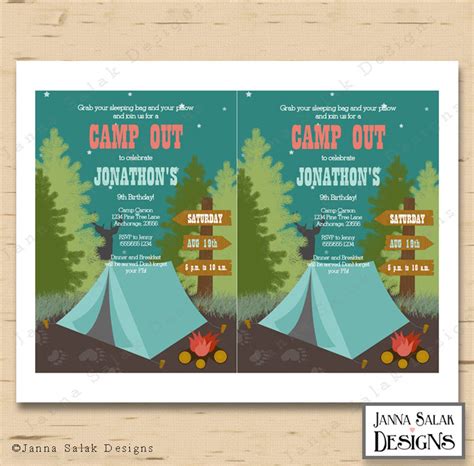 Camping Birthday Party Invitation Camp Out Sleepover Editable Etsy