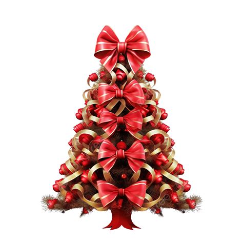 Christmas Tree By Red Ribbons Merry Christmas Elements Christmas