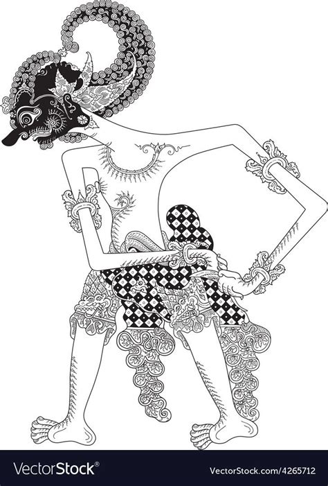 a protagonist figure of traditional puppet show, wayang kulit from java ...