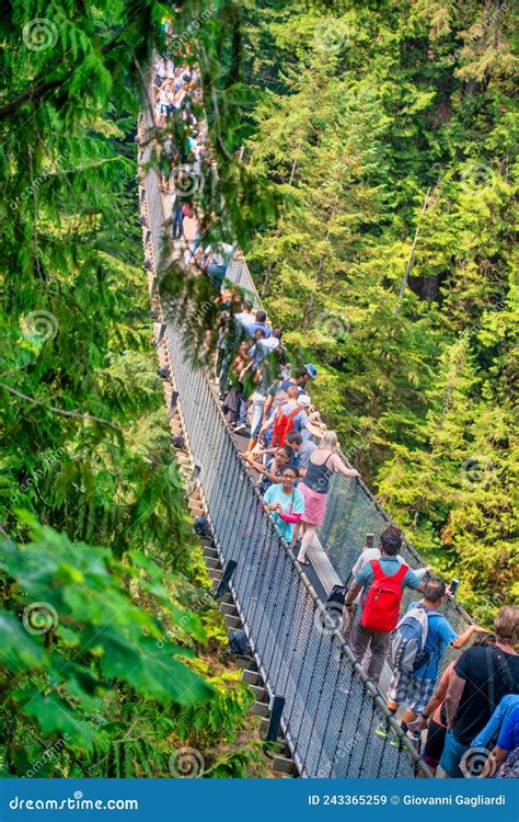 Vancouver Canada August 11 2017 People At Capilano Bridge It Is A