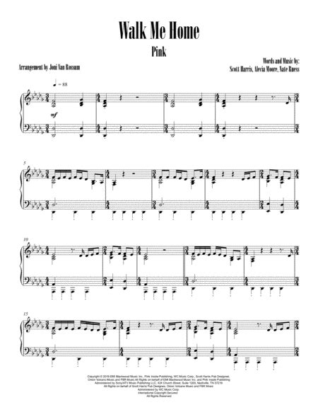 Walk Me Home Arr Joni Van Rossum Sheet Music Pink Piano Solo