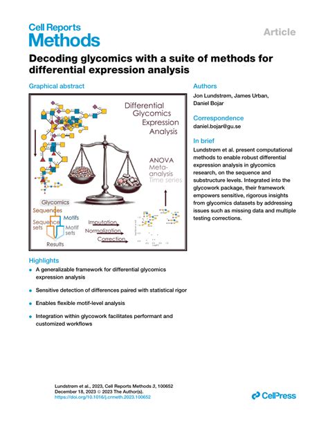 Pdf Decoding Glycomics With A Suite Of Methods For Differential