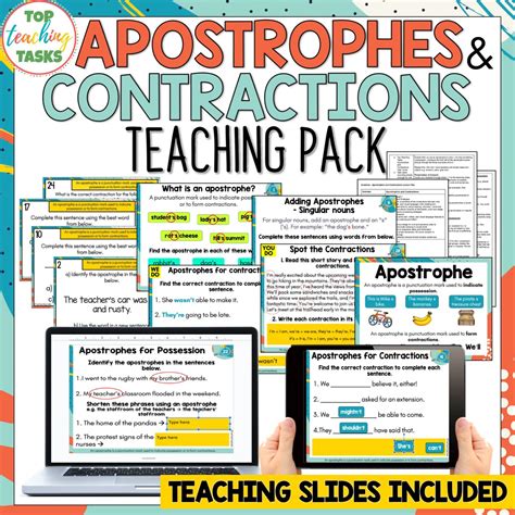 Apostrophes And Contractions Teaching Pack Grammar Print And Digital