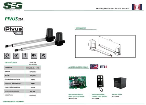 KIT MOTOR ABATIBLE PIVUS 250 24 VOLTS CON BATERIAS DE RESPALDO NODO