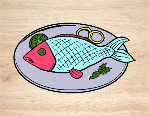 Dibujo de Plato de pescado pintado por en Dibujos net el día 18 08 17 a