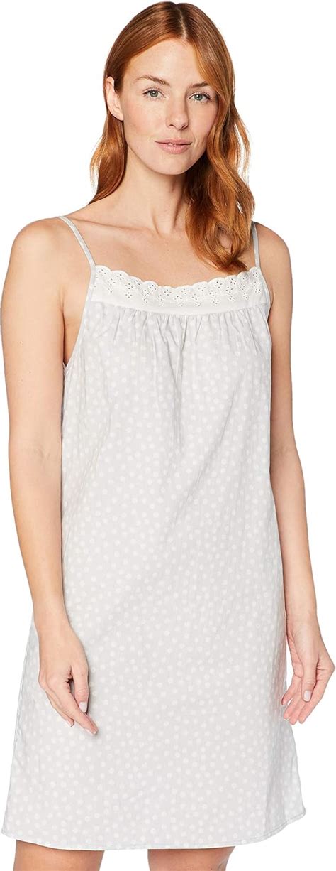 Iris Lilly Women S Sleeveless Cotton Nightdress Light Grey Dots