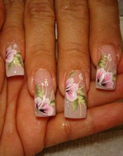 Flowers Press On Nails Reusable Pink Green Design In Soft