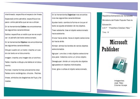 Trabajos De Inform Tica Tr Ptico Funciones De Microsoft Publisher