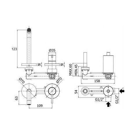 Paffoni Unterputz Waschtischbatterie Stick Serie SK104ST70 Messing