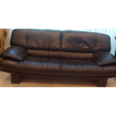 Black Leather 3 Seater Sofa Loveseat Armchair Aptdeco