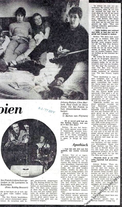 God Save The Sex Pistols Dutch Newspaper Cutting 8th January 1977