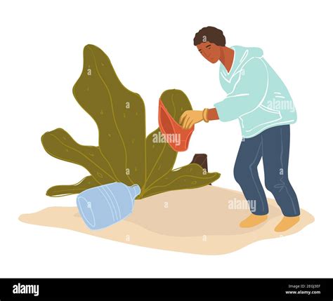 Caring For Environment By Cleaning Garbage Vector Stock Vector Image