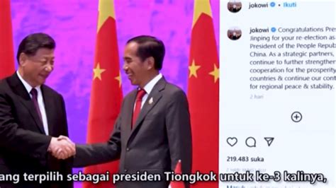 Jokowi Dan Megawati Beri Selamat Xi Jinping Jadi Presiden Tiongkok