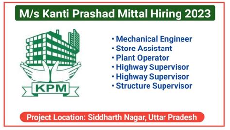 Civil Engineer Jobs In Uttar Pradesh M S Kanti Prashad Mittal Hiring 2023 Construction Jobs