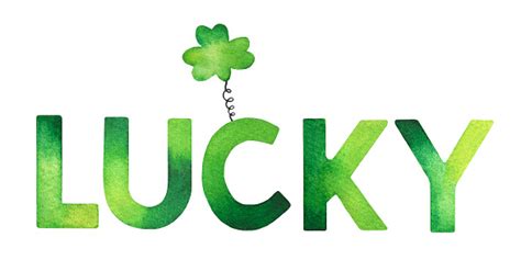 Decorative Word Lucky With Cute Clover Symbol Stock Illustration