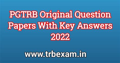 PGTRB Exam All Subject Original Question Paper With Answer Key 2022