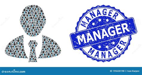 Textured Manager Round Watermark And Recursive Manager Icon Composition