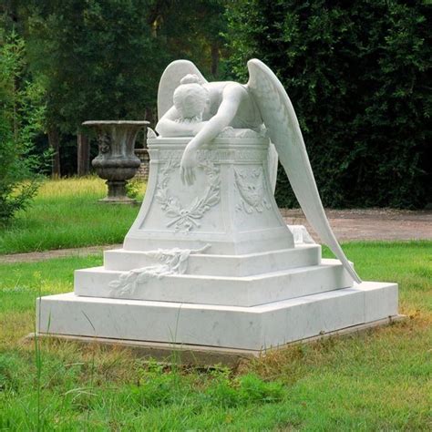 Custom Cemetery Decoration Weeping Angel Headstone White Marble Crying