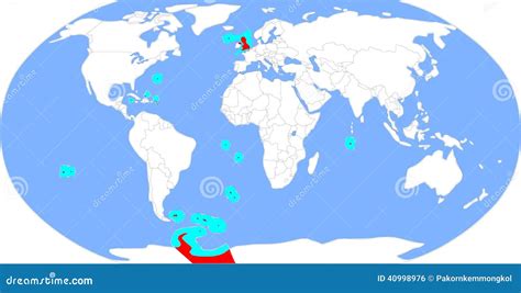 Freehand Map British Overseas Territories Stock Illustration
