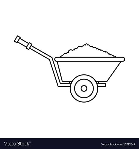 Garden Wheelbarrow Icon Outline Style Royalty Free Vector