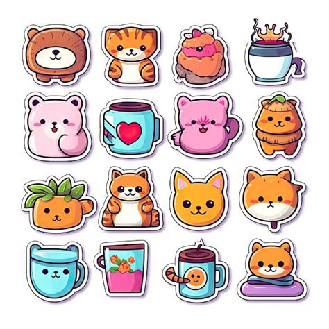 Premium Photo | Cute emoji stickers over white background