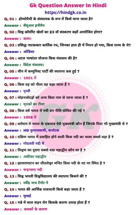 Gk Question Answer In Hindi Gk In Hindi Gk Questions And Answers Gk