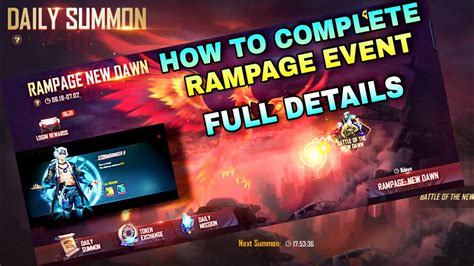 HOW TO COMPLETE RAMPAGE NEW DAWN EVENT IN FREEFIRE FREEFIRE NEW EVENT