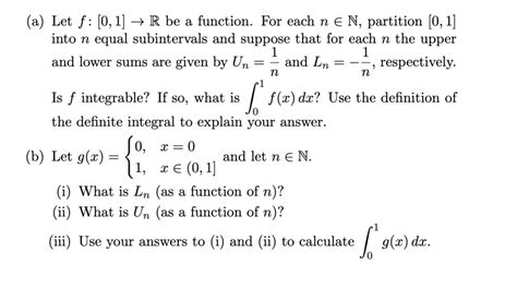 Solved A Let F [0 1]→r Be A Function For Each N∈n