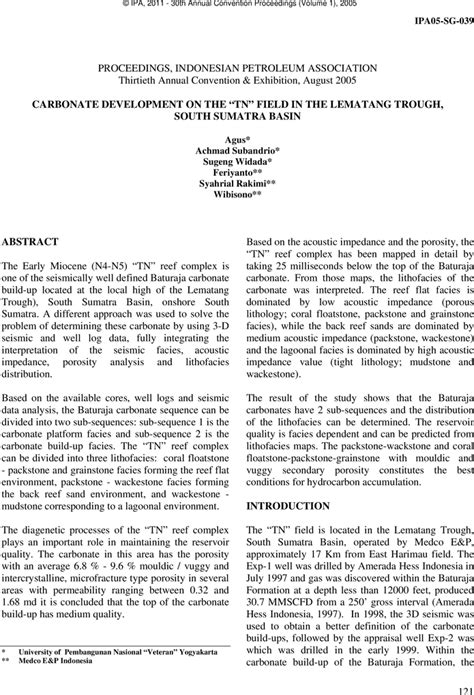 Aapg Datapages Archives Carbonate Development On The Tn Field In The