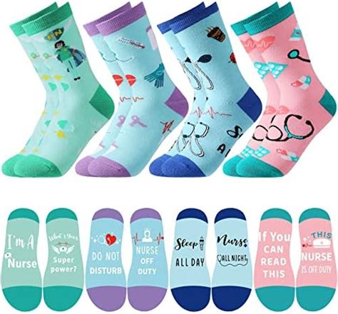 Pairs Nurse Socks Gift For Women Medical Rn Theme Crew Socks Nursing