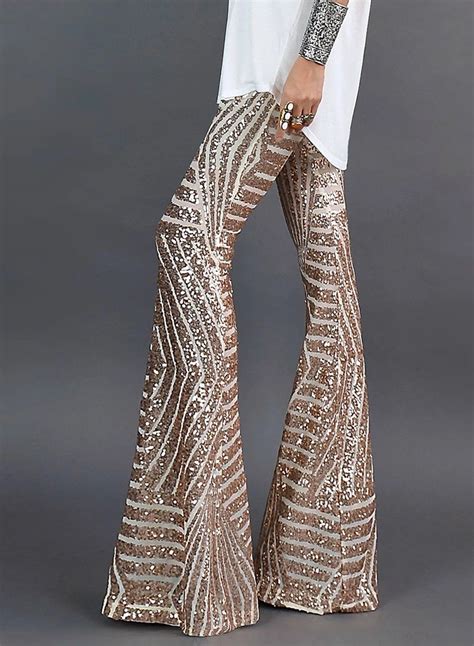 Stylish Sequin Bell Bottom Pants Zecica Sequin Pant Sequin Flare