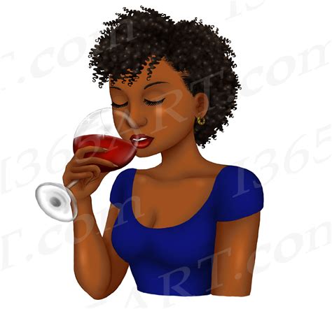 Black Women Drinking Wine Clipart Set African American PNG By I 365 Art