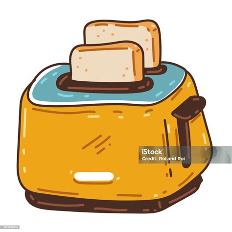 Ilustración De Tostadora Amarilla Con Pan Tostado Vector Ilustración De