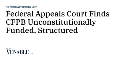 Federal Appeals Court Finds Cfpb Unconstitutionally Funded Structured