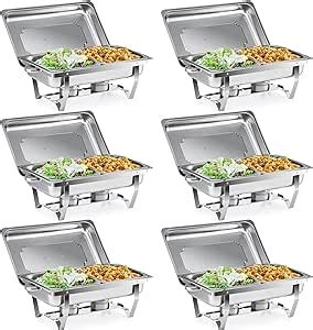 WILPREP Chafing Dish Buffet Set 6 Pack 9L Chafers For Catering With 12