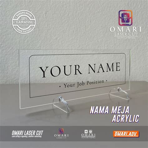 Jual Akrilik Name Plat Tag Papan Nama Meja Nama Meja Akrilik 8x25