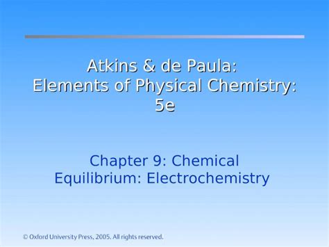 PPT Atkins De Paula Elements Of Physical Chemistry 5e Chapter 9