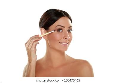 Portrait Beautiful Naked Woman Apply Cosmetic Stock Photo