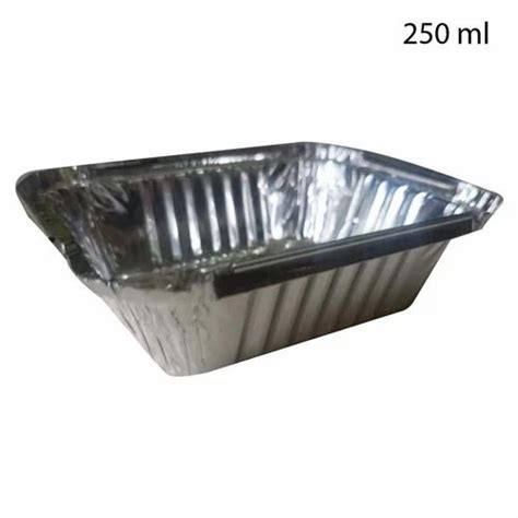 Silver Rectangular 250ml Aluminum Foil Container For Event And Party