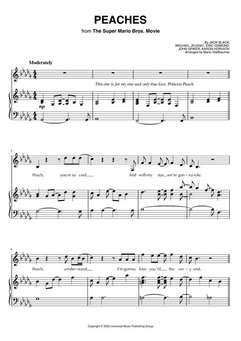 Peaches From The Super Mario Bros Movie Easy Piano Digital Sheet Music Peaches Mario