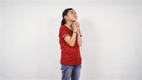 Asian little girl pleading wish isolated white background 6029508 Stock ...