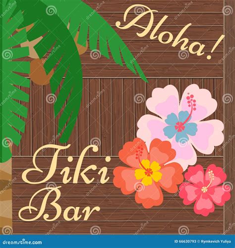 Hawaii Bar Poster Tiki Bar Aloha Stock Vector Illustration Of Flower Hibiscus 66630793