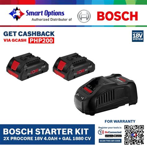 BOSCH PROCORE 18V 4 0AH 1 600 A00 B8G STARTER BATTERY AND CHARGER SET