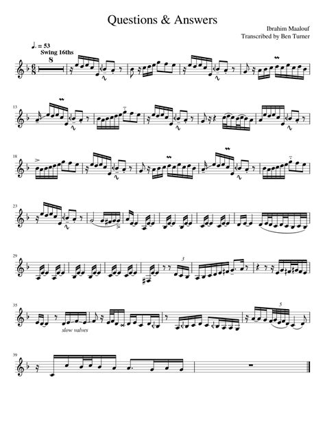 Questions Answers Ibrahim Maalouf Sheet Music For Trumpet In B Flat