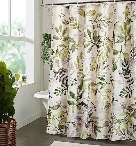 Amazon Estmy Sage Green Leaf Plant Fabric Shower Curtain