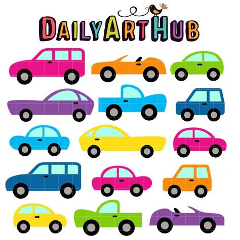 Colorful Tiny Cars Clip Art Set Daily Art Hub Graphics Alphabets