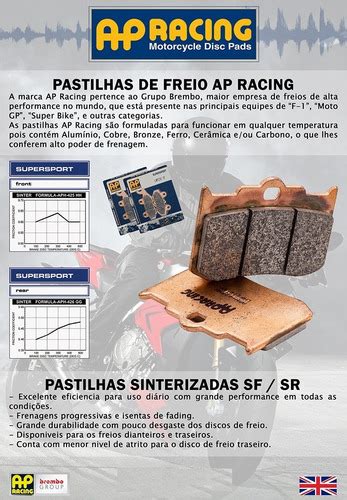 Kit De Pastilhas Freio Diant E Tras Ap Racing Bmw R Gs