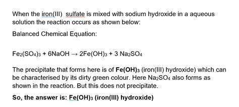 [solved] When Aqueous An Solutions Of Iron Iii Sulfate And Sodium