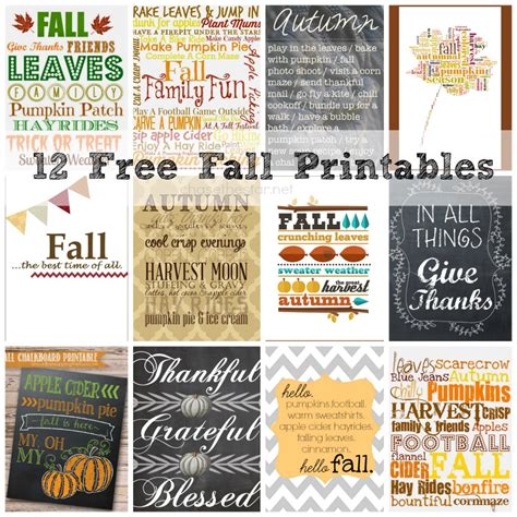 12 Free Fall Printables