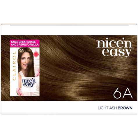 Clairol Nicen Easy Light Ash Brown 6a Permanent Hair Dye Wilko